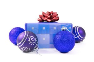 christmas baubles and gift