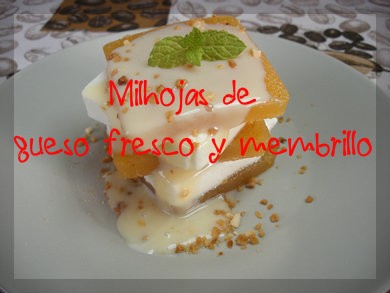 Milhojas de queso fresco y membrillo