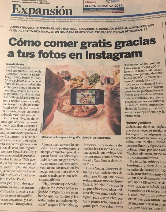 Come gratis gracias a Instagram