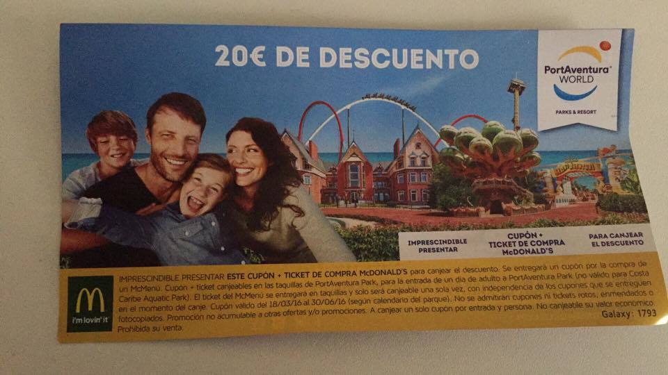 20€ descuento para Port Aventura con McDonald’s