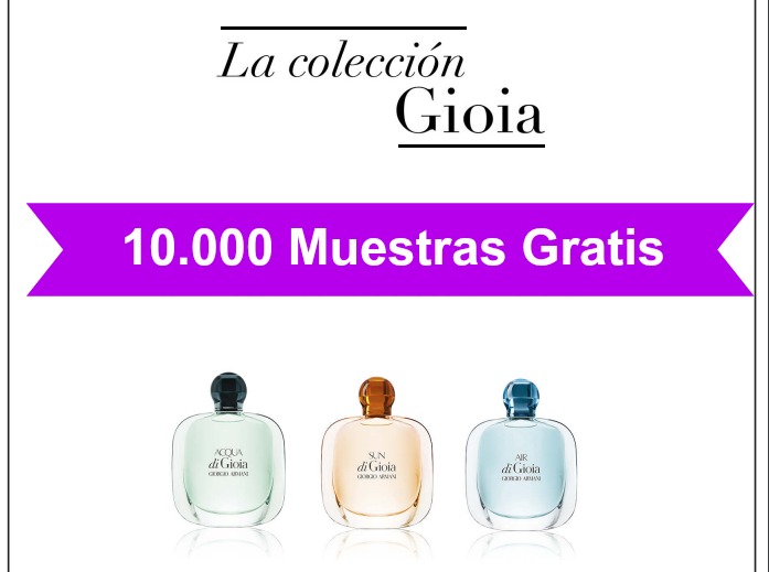 10.000 Muestras gratis de perfume Acqua di Gioia de Armani