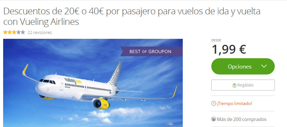 cupon descuento vueling groupon