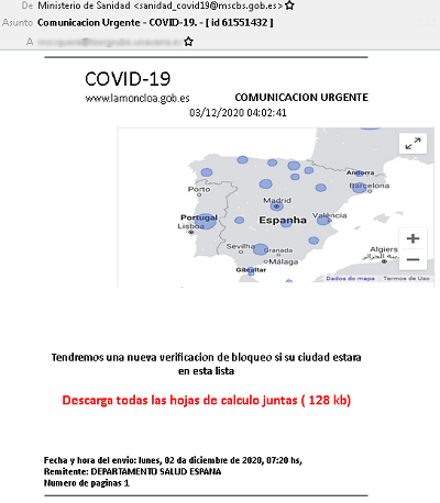 ¡Alerta! Cuidado con este correo falso del Ministerio de Sanidad