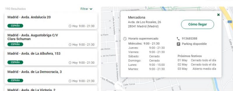 horario mercadona 1 de mayo