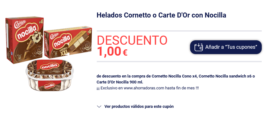 cupon descuento descuento helados carte dor y cornetto