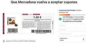 mercadona no acepta cupones descuento