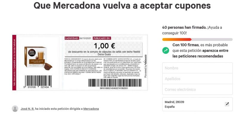 mercadona no acepta cupones descuento