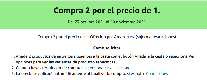 cupon amazon 2x1 en amazon