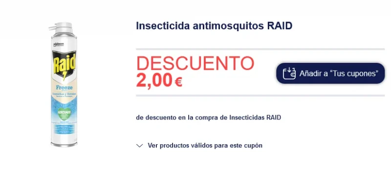 Cupón descuento RAID antimosquitos