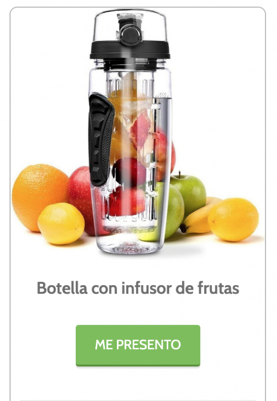 Prueba gratis botella con infusor de frutas y gana cheques regalo Amazon