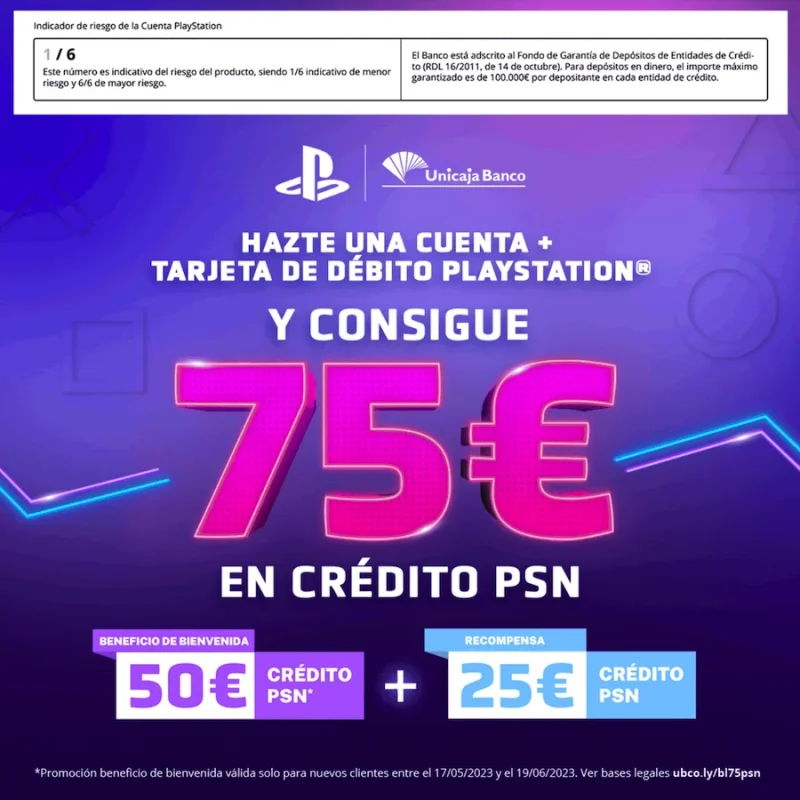 Solo por contratar la Cuenta PlayStation de Unicaja conseguirás 75€ de crédito PS ¡sin sorteos! En Ahorradoras te contamos cómo conseguirlos.
