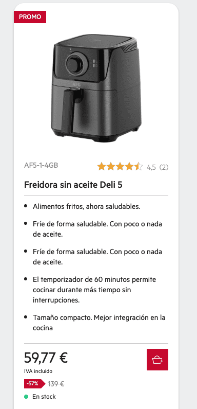 50% descuento en Airfryers AEG